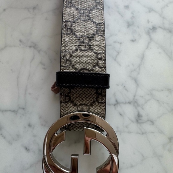 Gucci Beige and Brown Supreme Canvas Belt with Interlocking G buckle - Picture 4 of 7